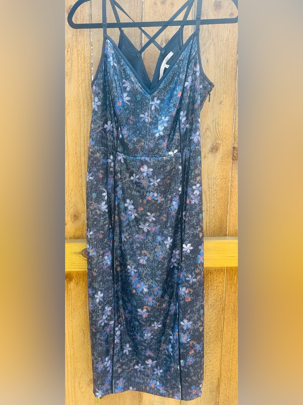 RACHEL Roy Size 12 Black Floral Sequin Dress